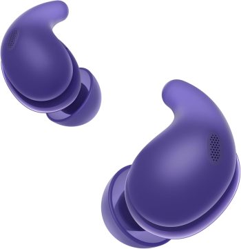Truly Wireless Noise Canceling Earbud Headphones Small & Light with Newly Developed r Fitting Supporters, Violet (Limited Edition)