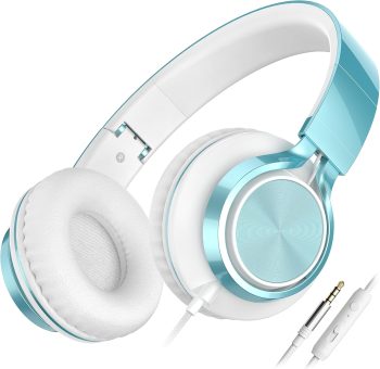 Headphones Wired, On-Ear Headphones with Microphone and Volume Control, Corded 3.5mm Headset for Boys Girl School Smartphones Laptop Computer Tablets Airplane Travel (Lime Green)